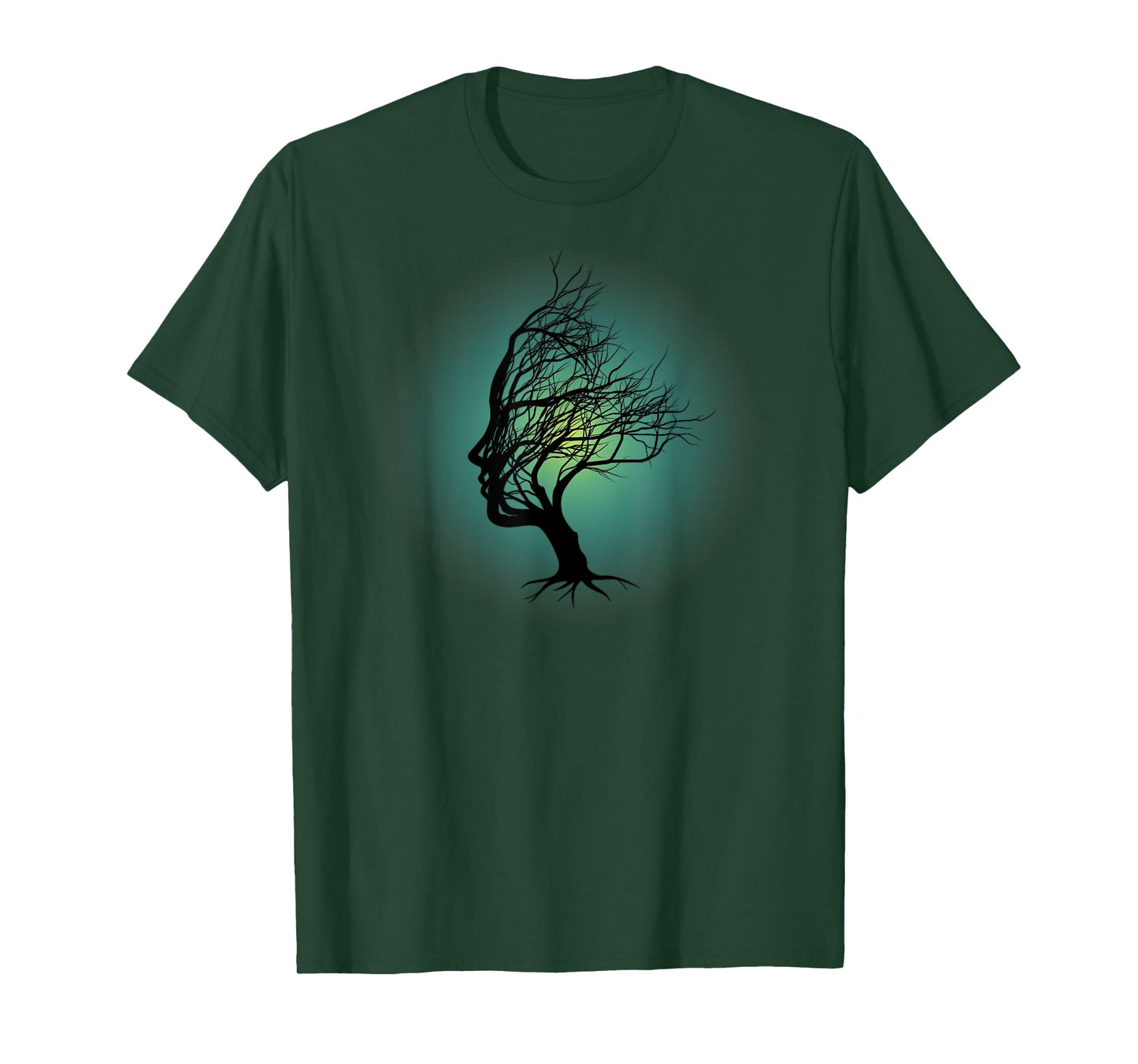Surreal Tree Of Life Face Silhouette Spiritual Yoga Zen T-Shirt