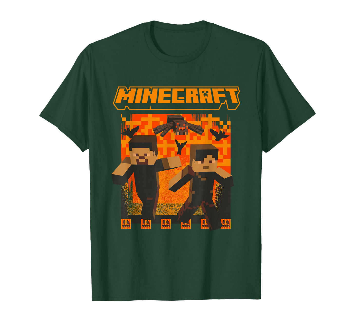 Minecraft Halloween Lava Chase With Spiders T-Shirt