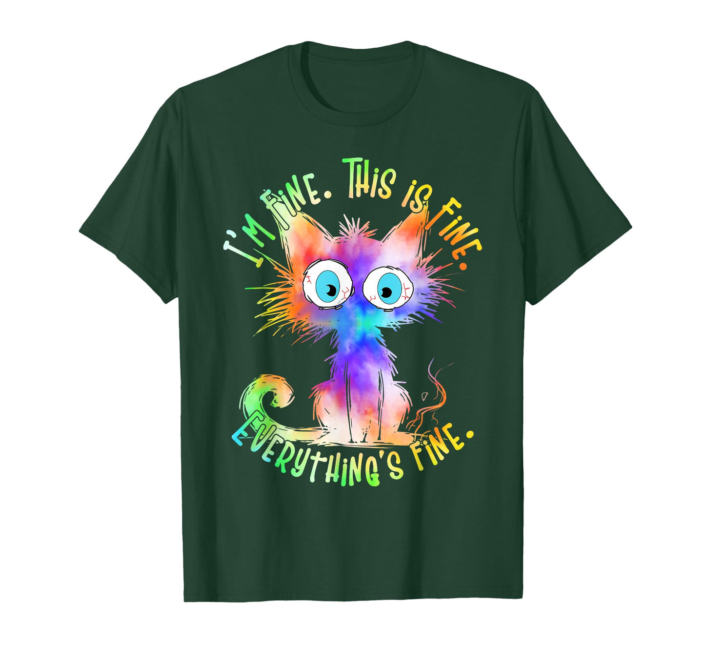 Tie Dye Black Cat Its Fine Im Fine Everything Is Fine Women T-Shirt