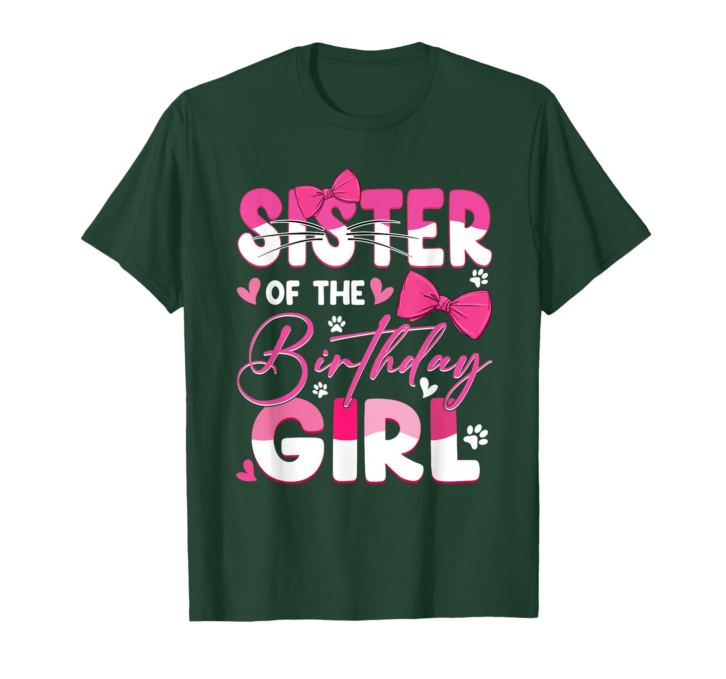 Sister Of The Birthday Girl Cat Kitty Family Matching T-Shirt