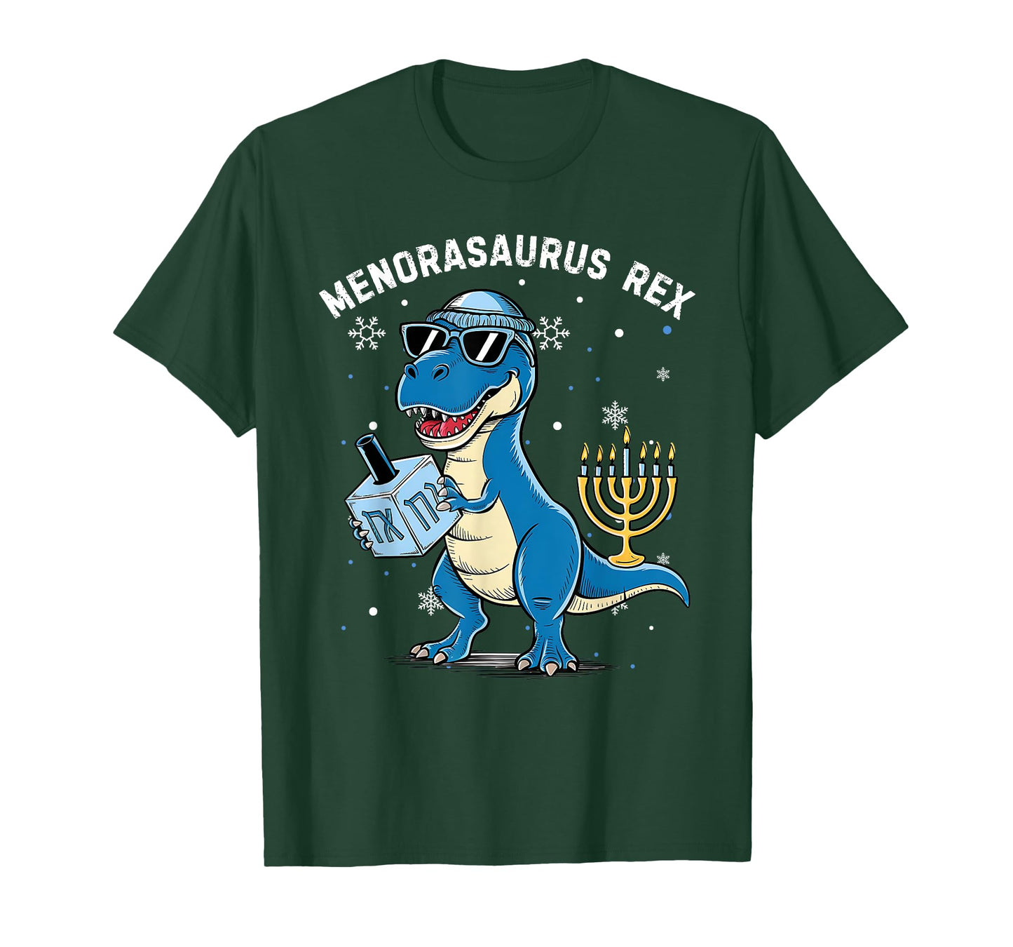 Menorasaurus Rex Hanukkah Funny Dinosaur Menorah Boys Kids T-Shirt