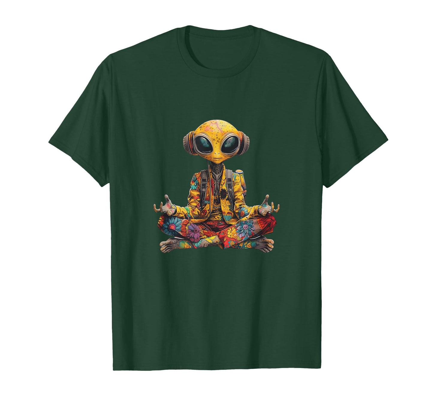 Funny Yoga Meditation Hippie Alien Tie-Dye Peace 70s Groovy T-Shirt