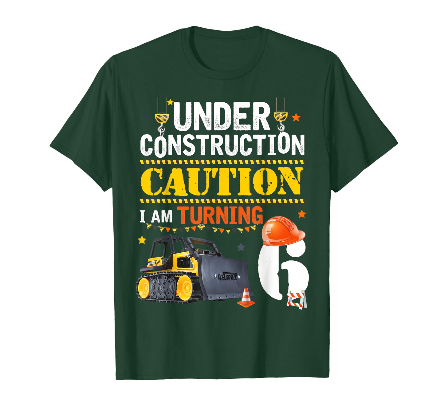 6th Birthday Under Construction Caution I am Turning 6yr old T-Shirt