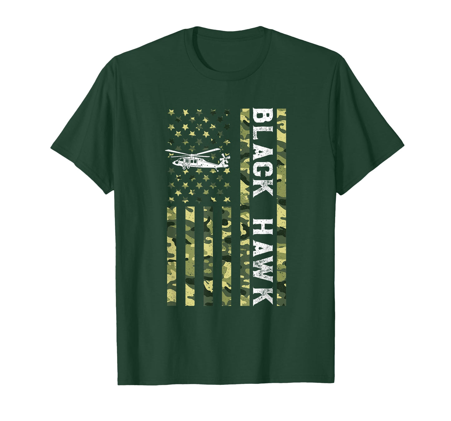 Patriotic USA Flag Military Helicopter UH-60 Black Hawk T-Shirt