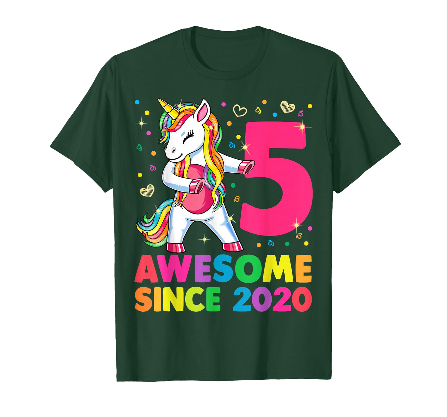 5 Years Old Unicorn Flossing 5th Birthday Girl Unicorn Party T-Shirt