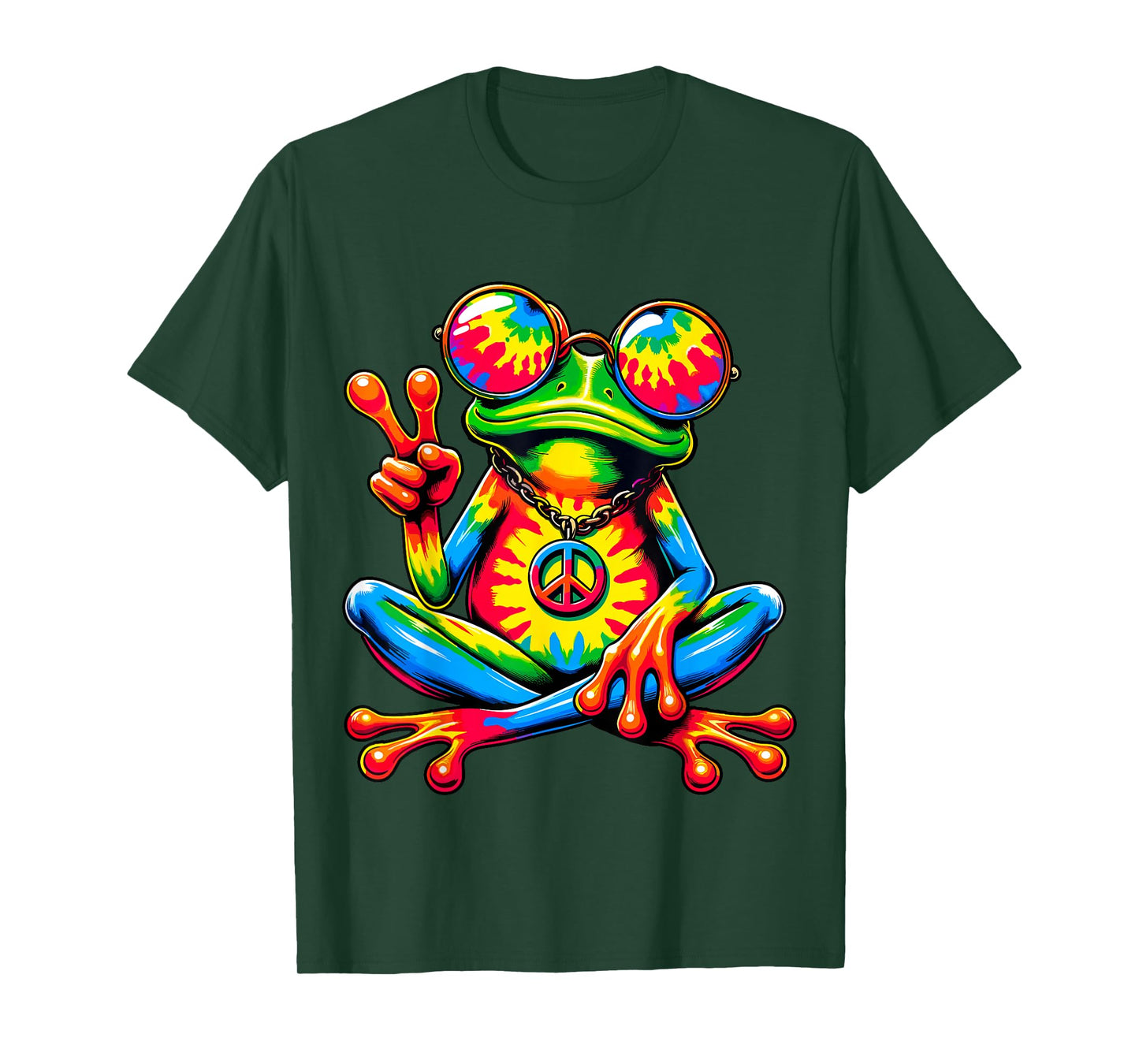 Tie-Dye Peace Frog Peace Sign Hippie T-Shirt
