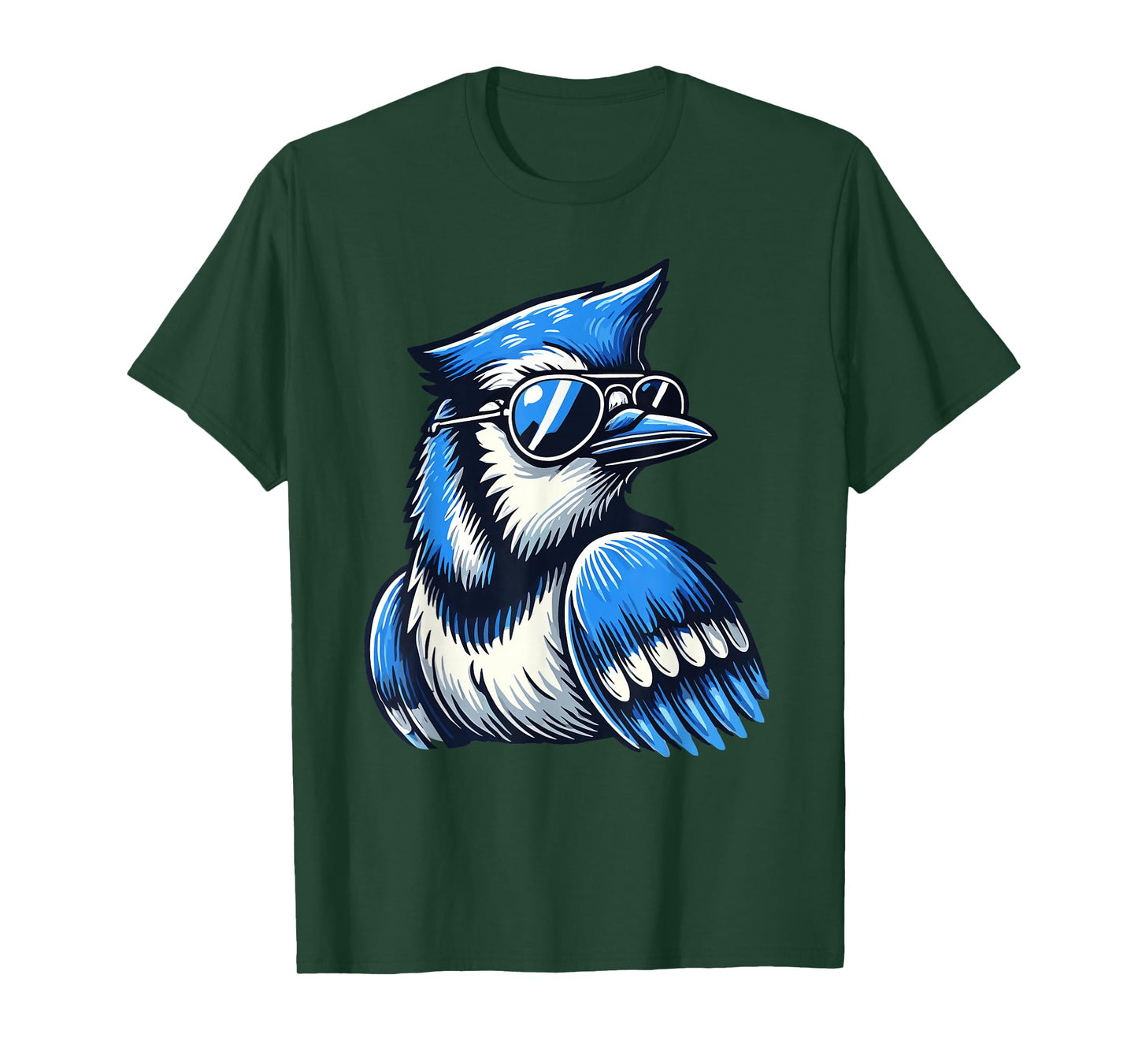 Cool Blue Jay Bird Wearing Sunglasses Funny Animal Lover T-Shirt