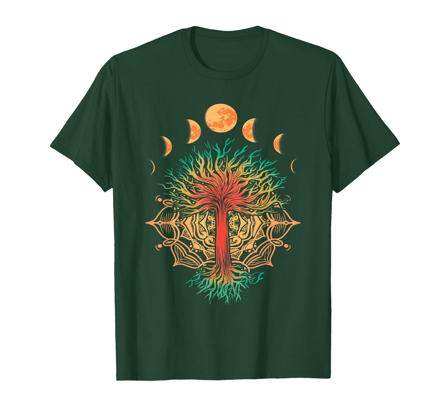 Moon Phases Tree of Life Retro Yoga Meditation Men women T-Shirt
