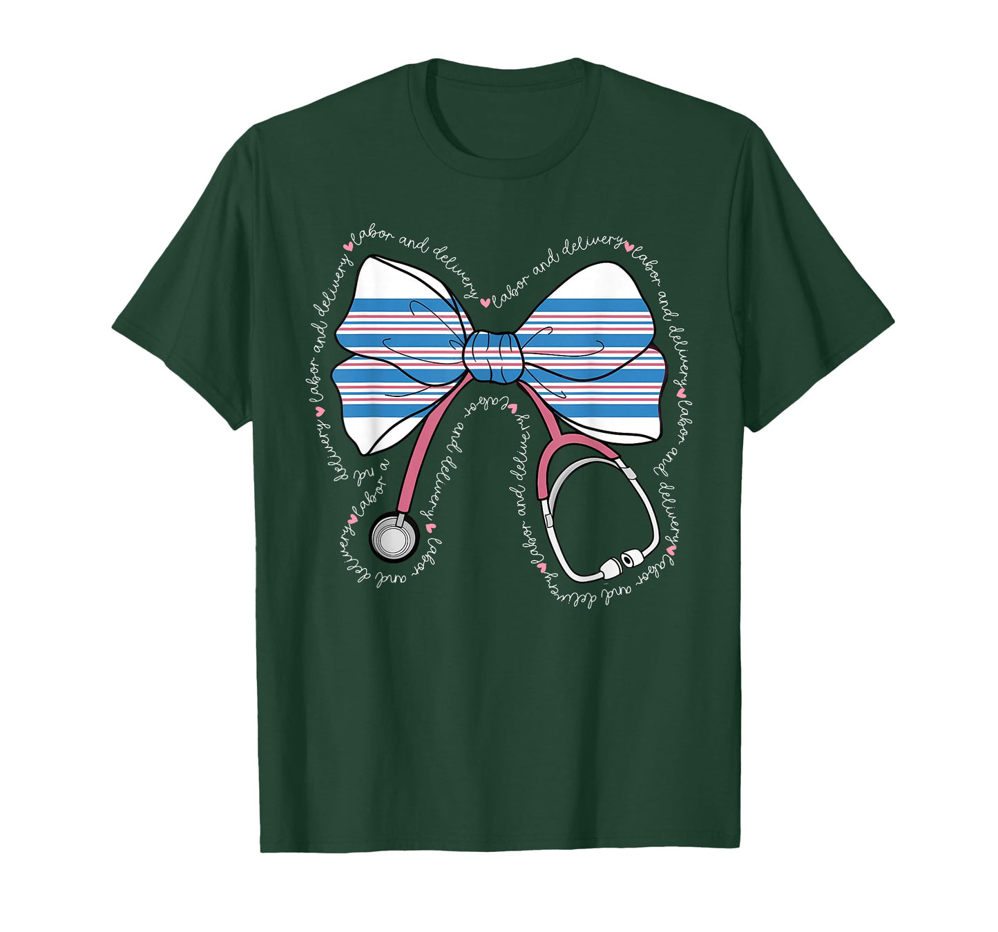 Stethoscope Coquette Bow Baby Blanket Labor and Delivery RN T-Shirt