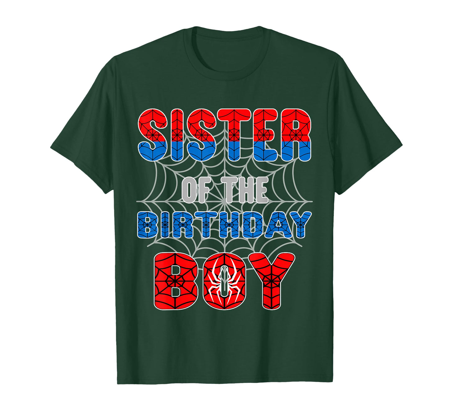 Spider Web Birthday Party Sister of The Birthday Boy T-Shirt