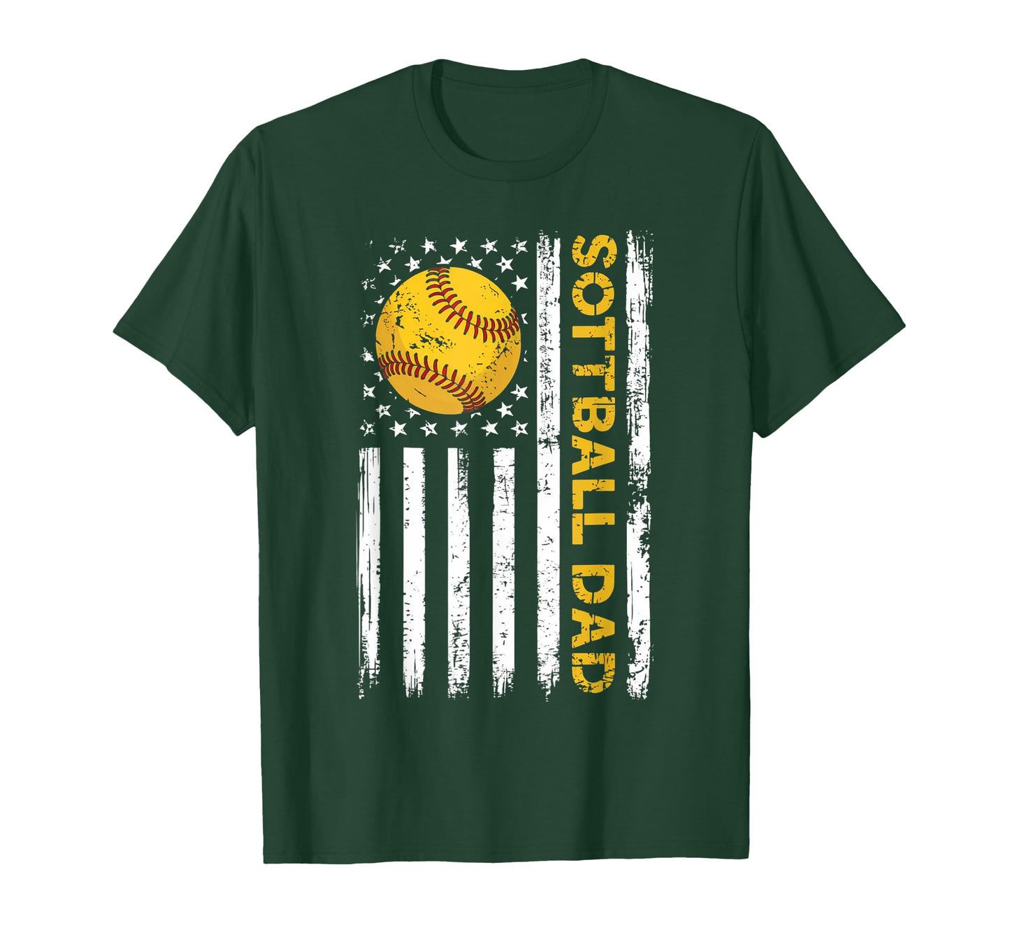 Softball Dad Usa American Flag Patriotic Dad Father's Day T-Shirt