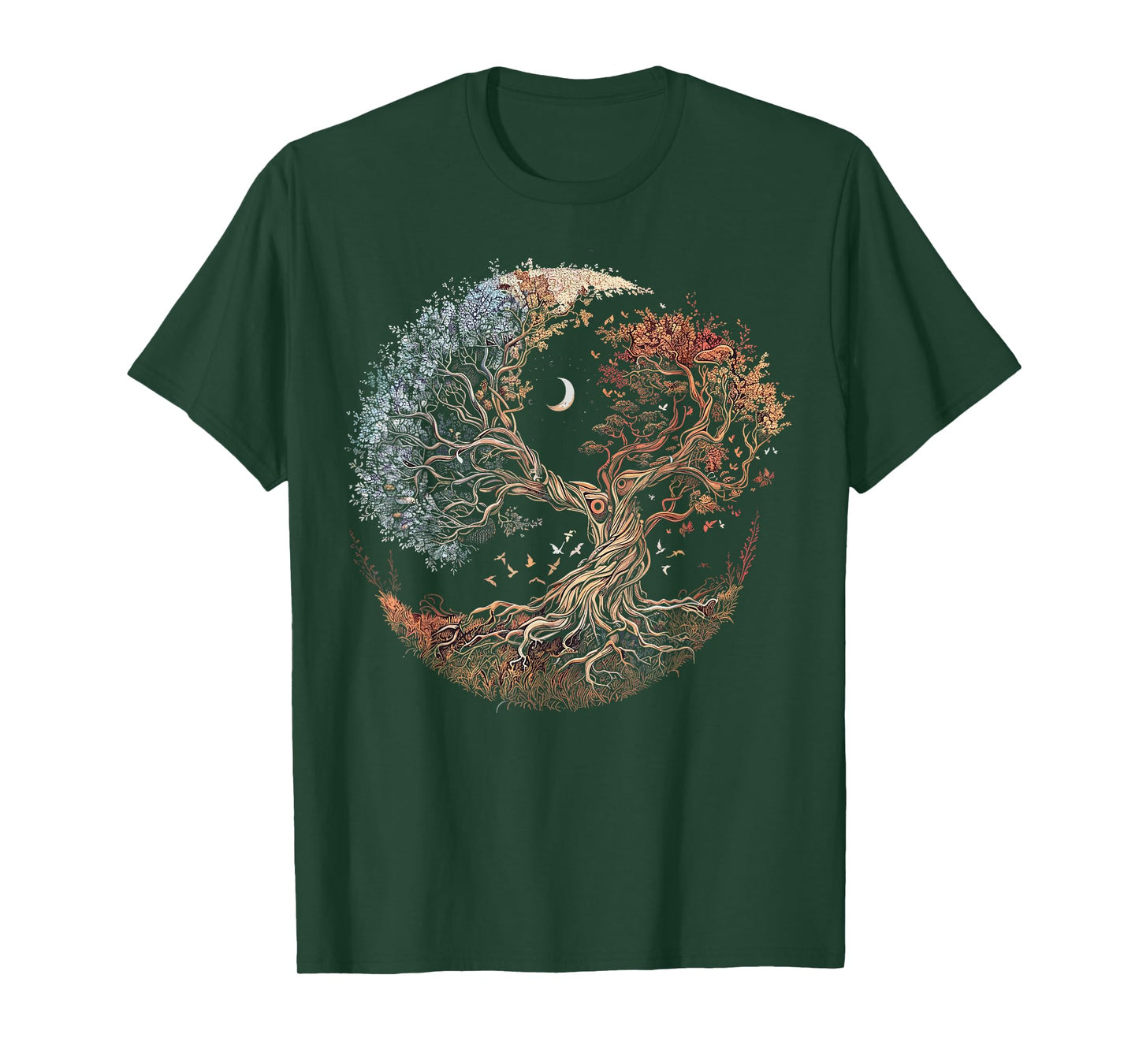 Tree Of Life Roots Nature Lover Crescent Moon Stars Graphic T-Shirt