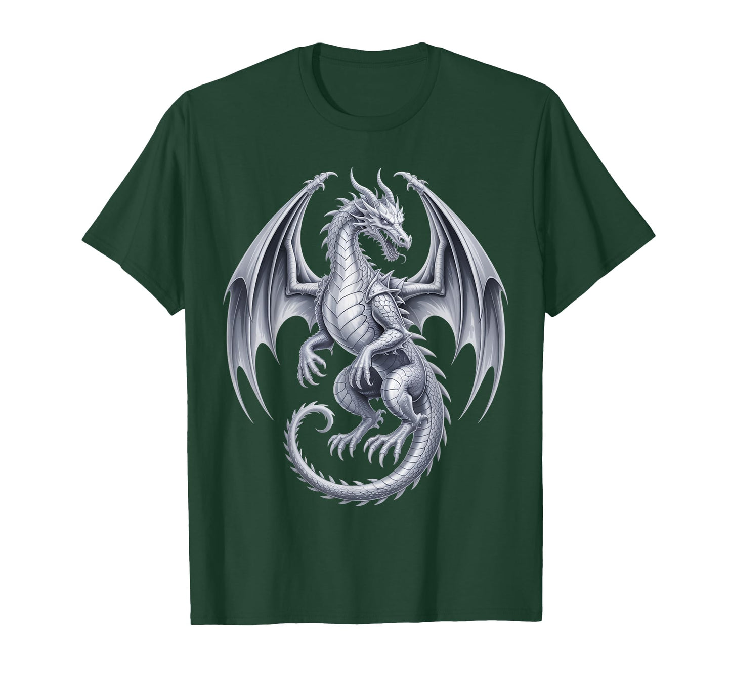Vintage Mythical Fantasy Creature Dragon Art Silver Dragon T-Shirt
