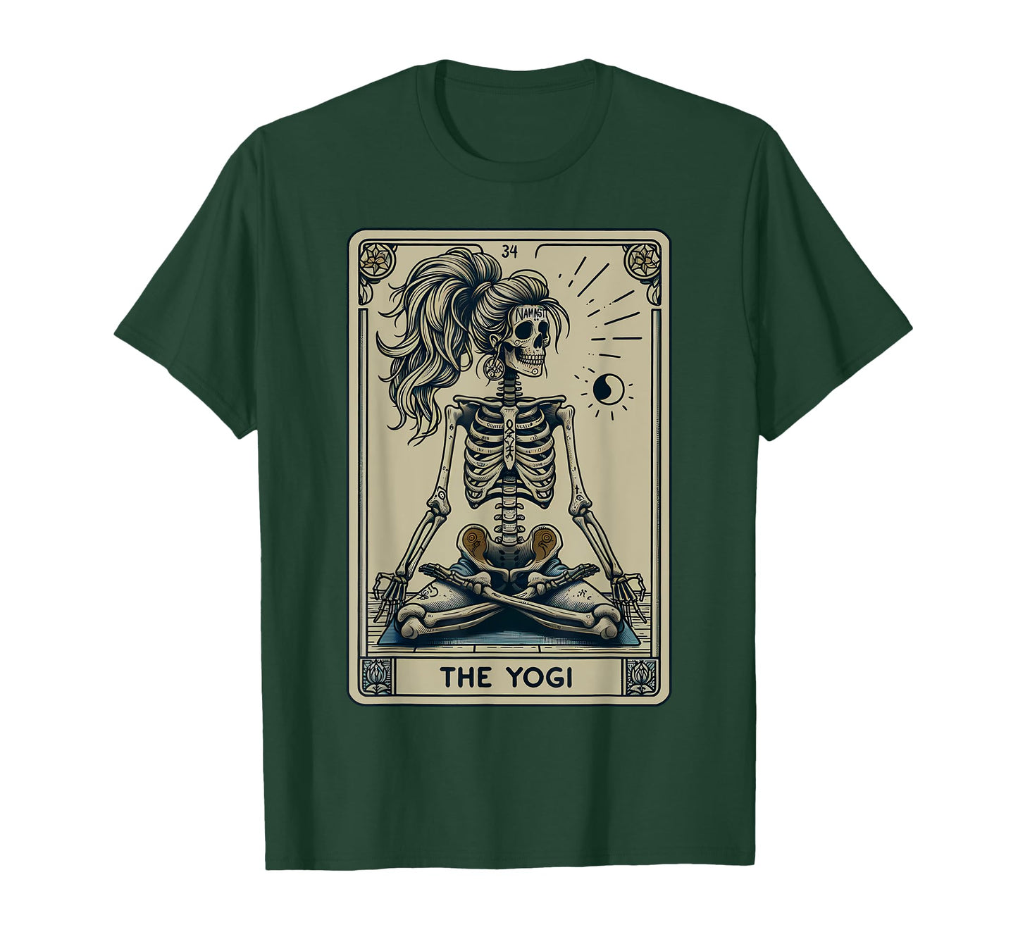Funny Skeleton Yogi Tarot Card Yoga Instructor Witch Vibes T-Shirt