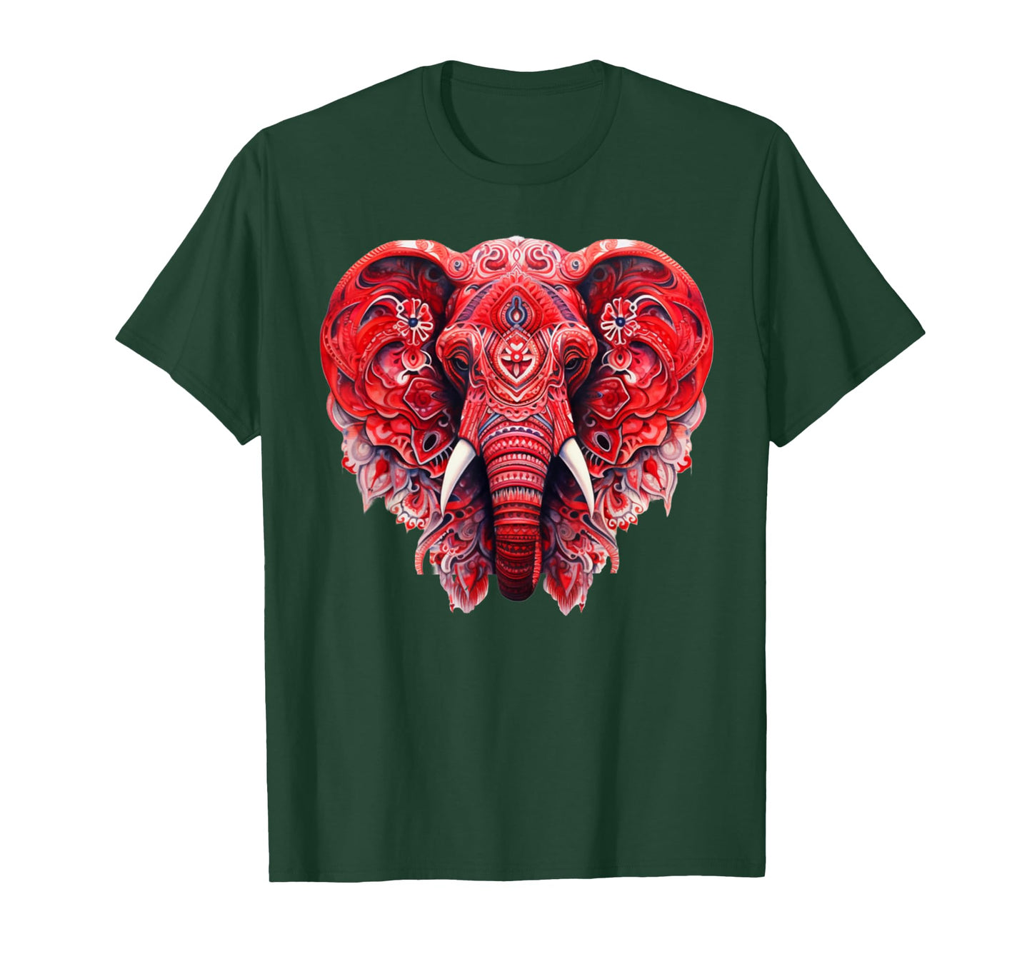 Red Mandala Aart Elephant Tribal Yoga Graphic T-Shirt