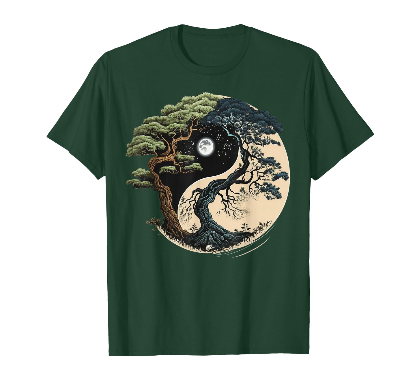 Yin Yang Tree of Life on Buddhist Bonsai Tree T-Shirt