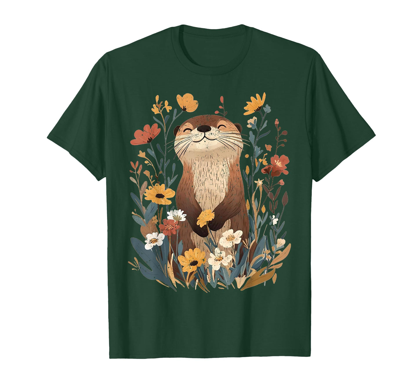 Aesthetic Goblincore Wildflower Art Floral Sea Otters Lover T-Shirt