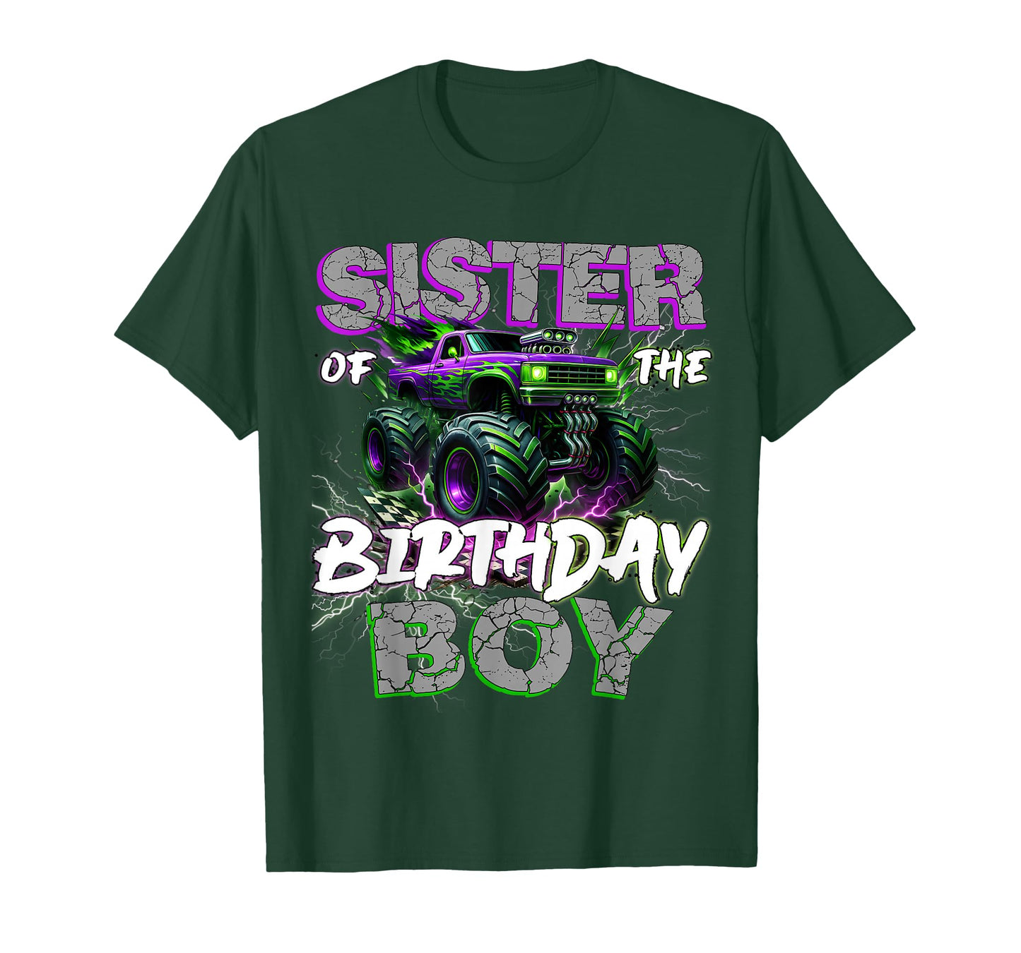 Sister Of The Birthday Monster Truck Family Matching Party T-Shirt