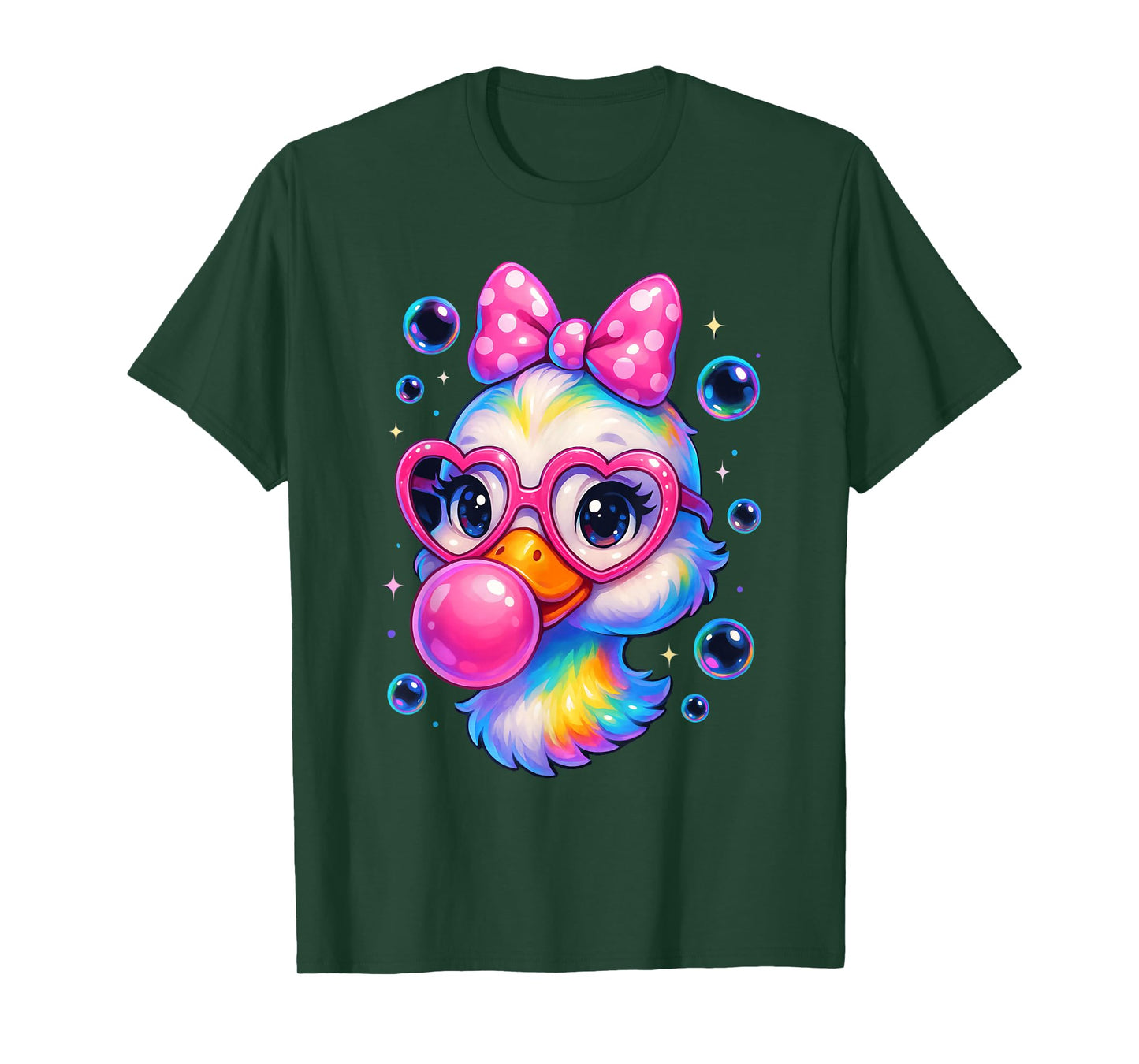 Cool Rainbow Duck Sunglasses Bubblegum Cute Duck Girls T-Shirt