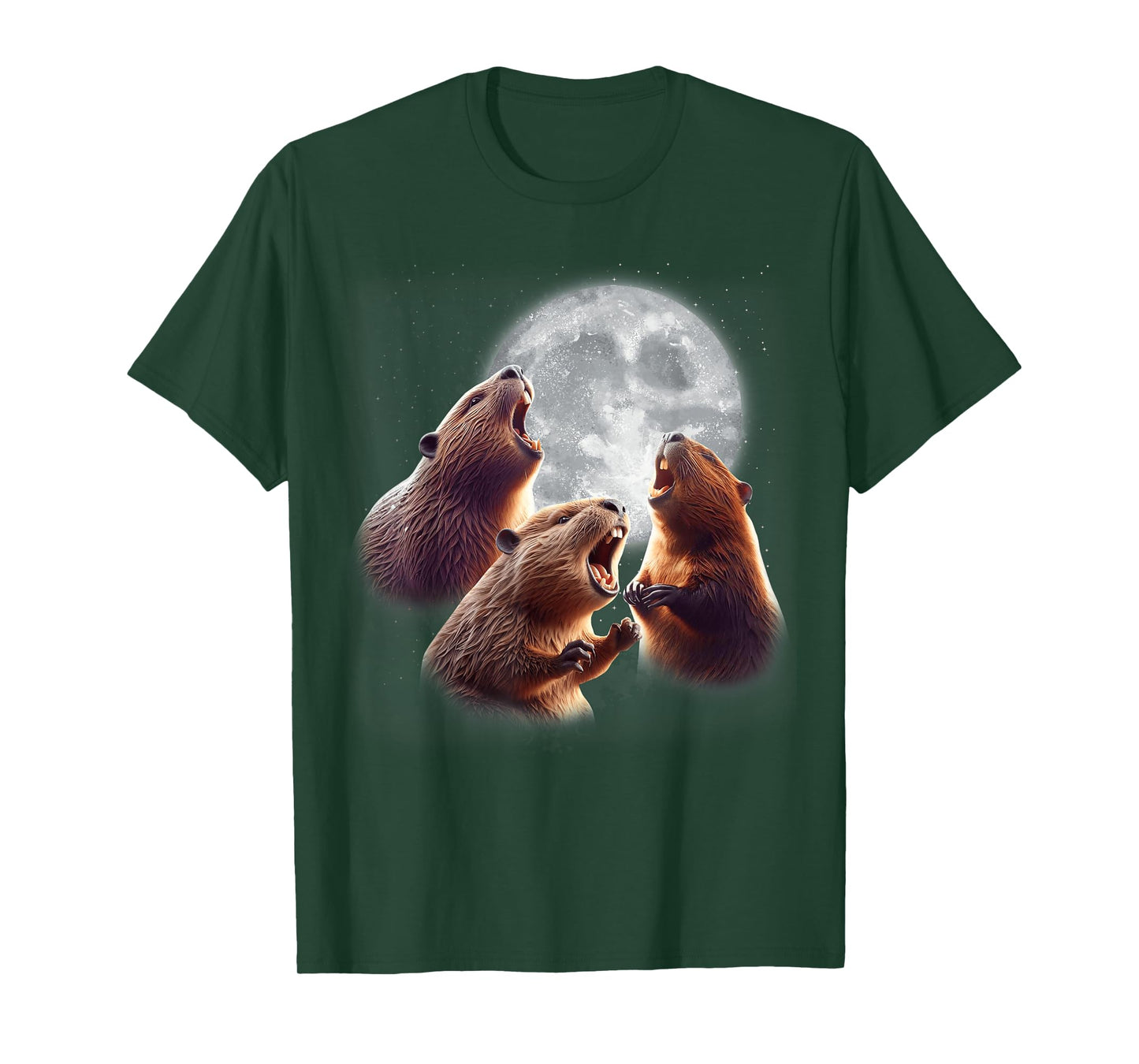 3 Beaver Howling At The Moon Funny Beaver Lover Rodent Kids T-Shirt