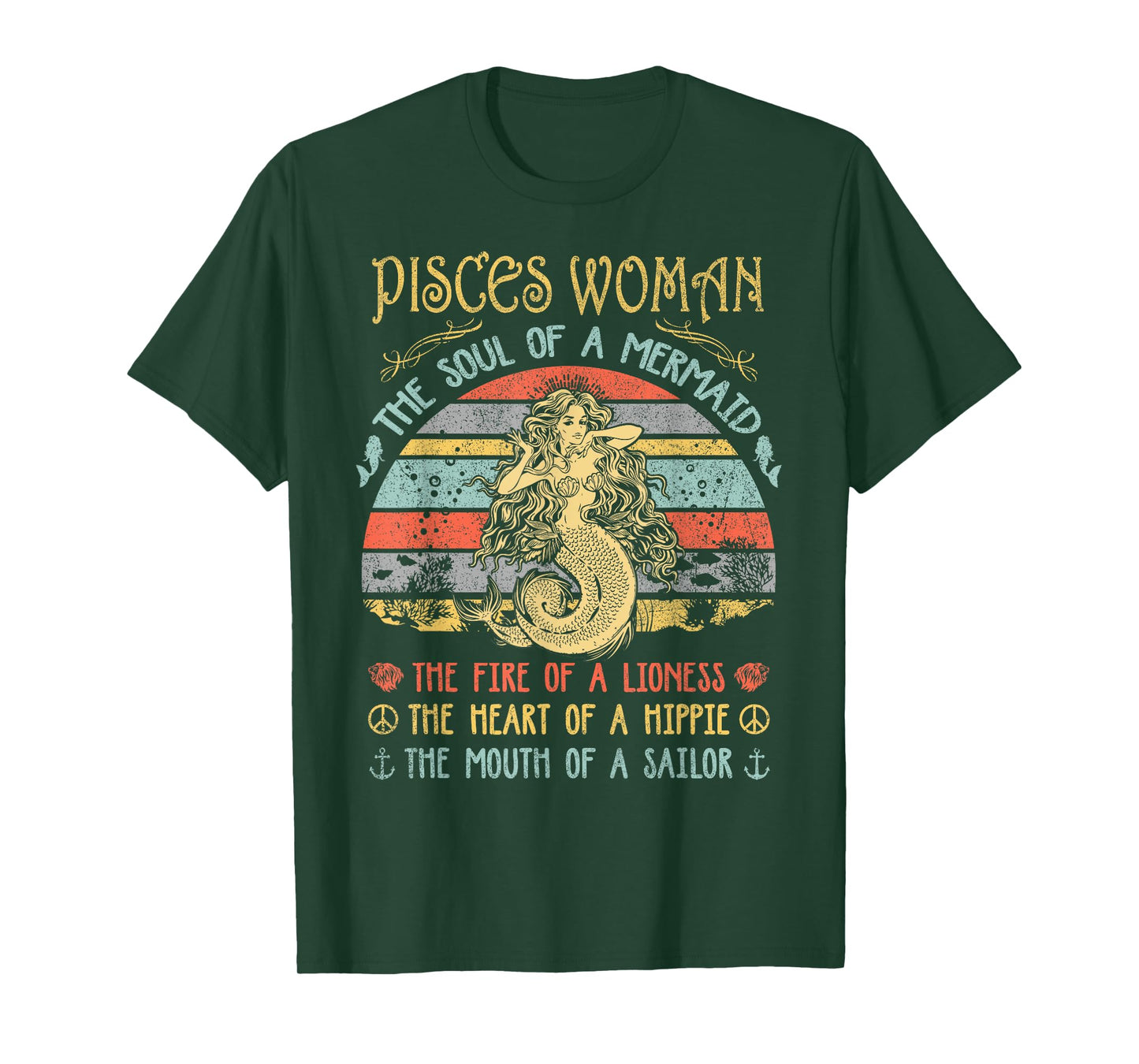 Pisces Woman The Soul Of A Mermaid Vintage Birthday T-Shirt