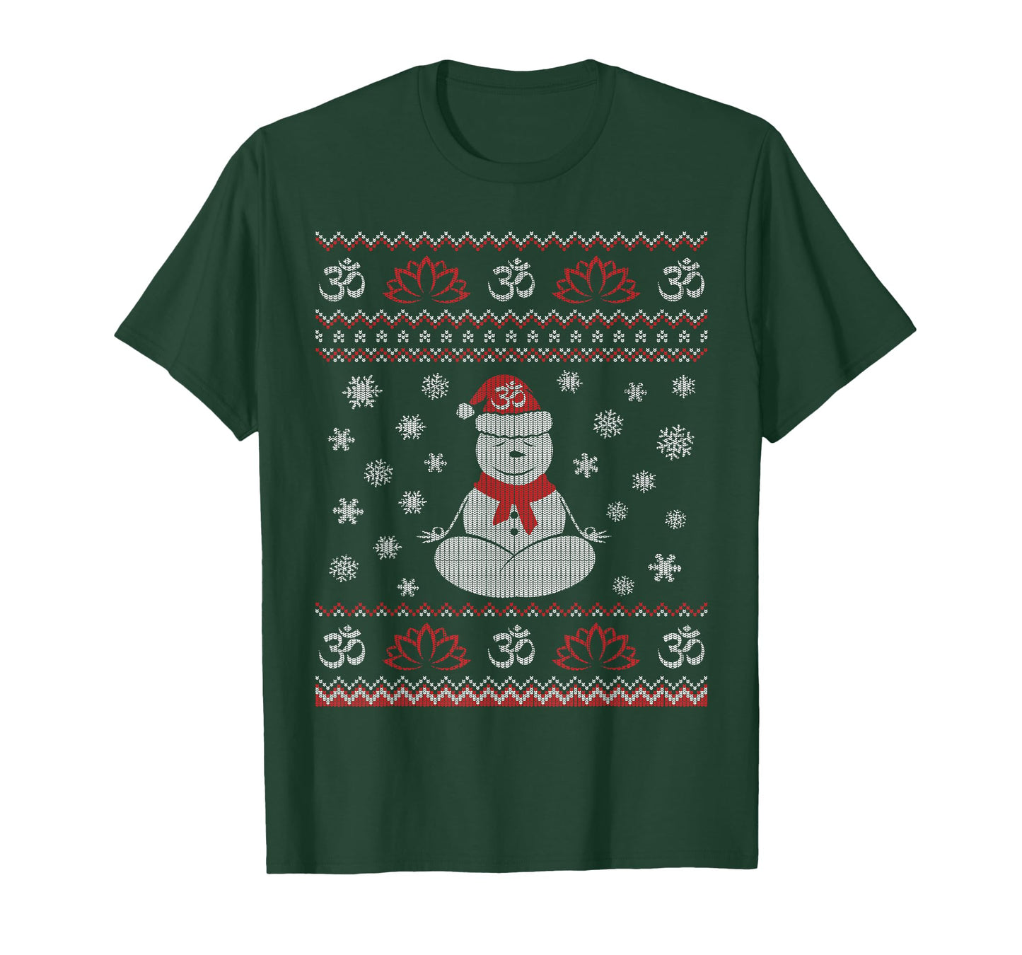 Yoga Snowman Meditating Lotus Pose Ugly Christmas T-Shirt