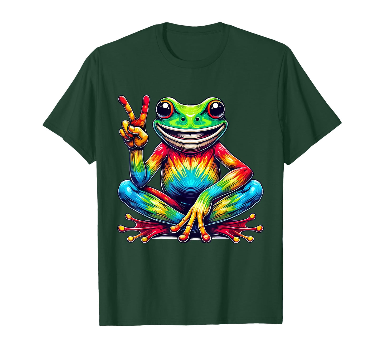 peace sign frog hippie Tie-Dye women men T-Shirt