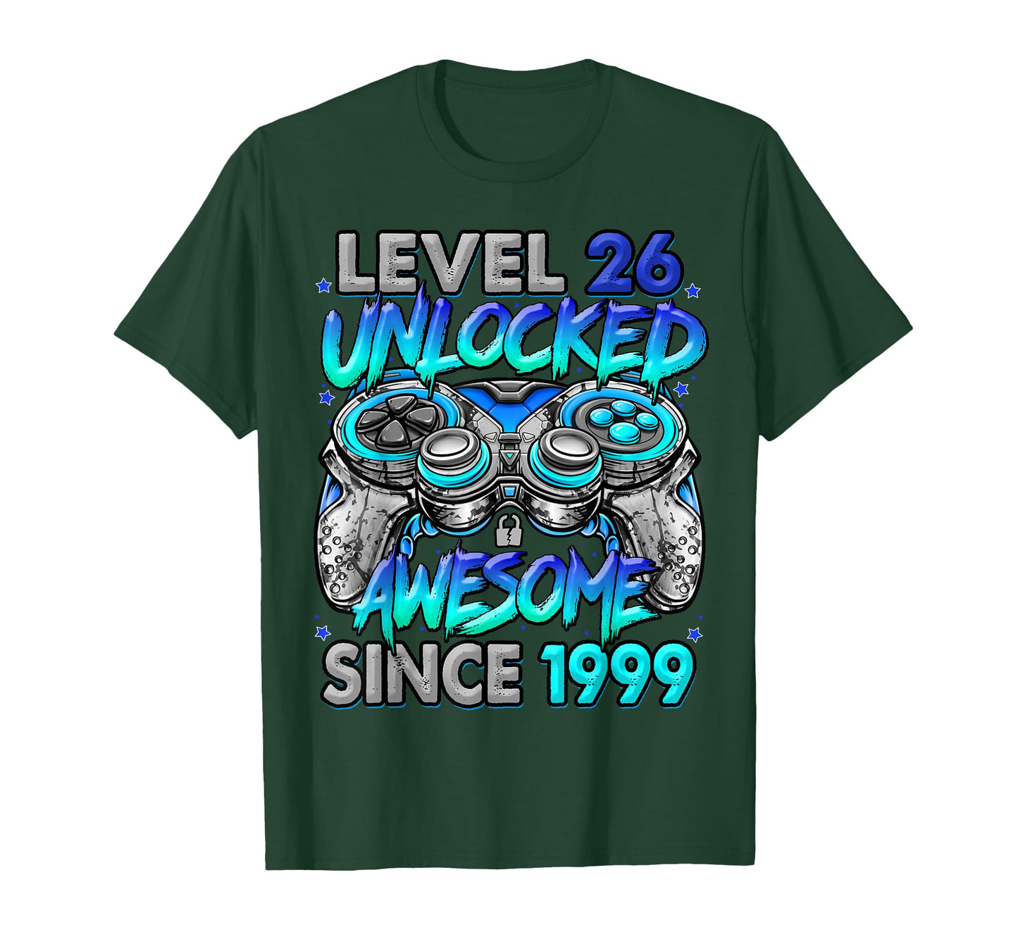 Level 26 Unlocked Awesome Since 1999 26th Birthday Gaming T-Shirt