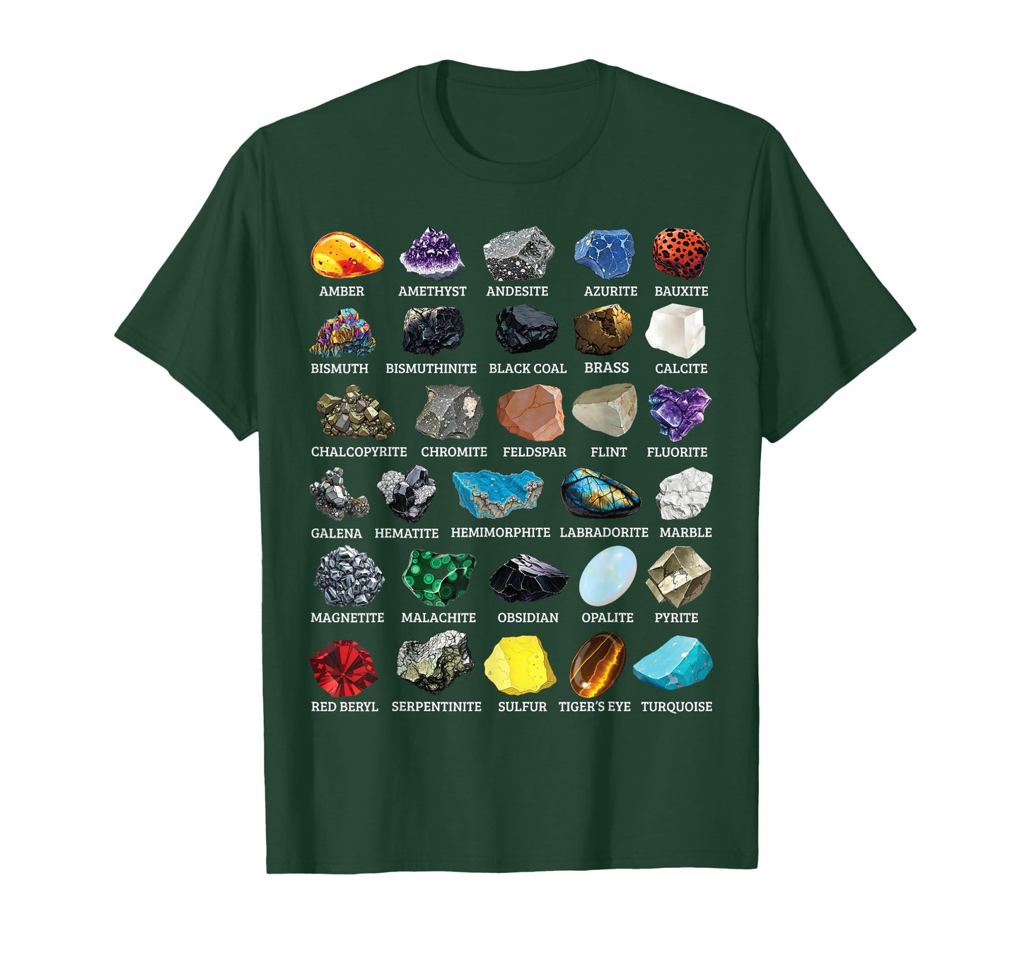 Types of Rocks & Minerals Gemology & Geology Educational T-Shirt