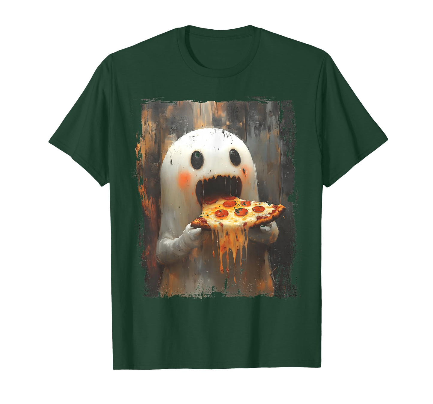 Cute Pizza Ghost Eating Pizza Funny Halloween Food Lovers T-Shirt
