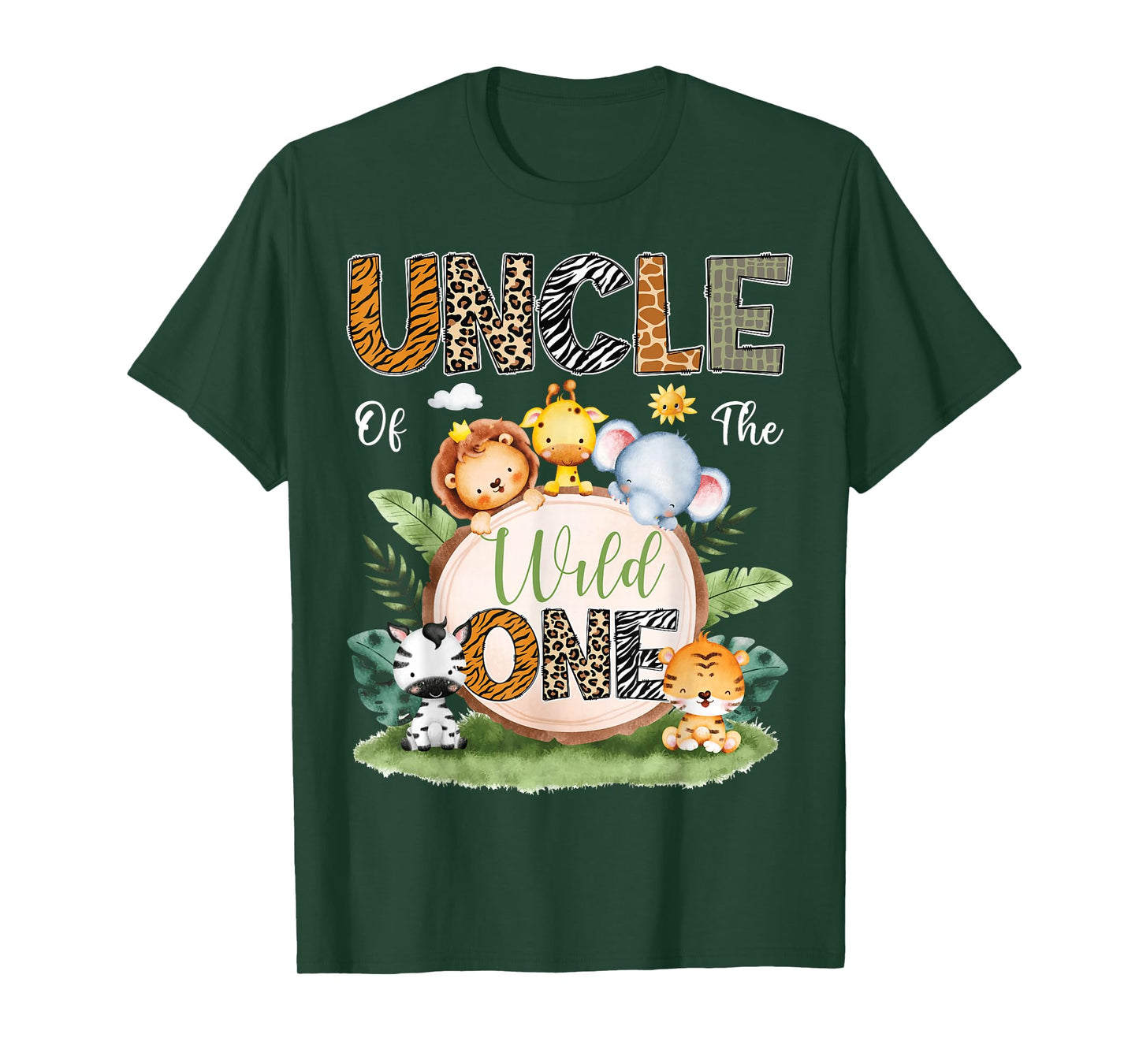 Uncle Of The Wild One 1St Birthday Kids Safari Jungle T-Shirt