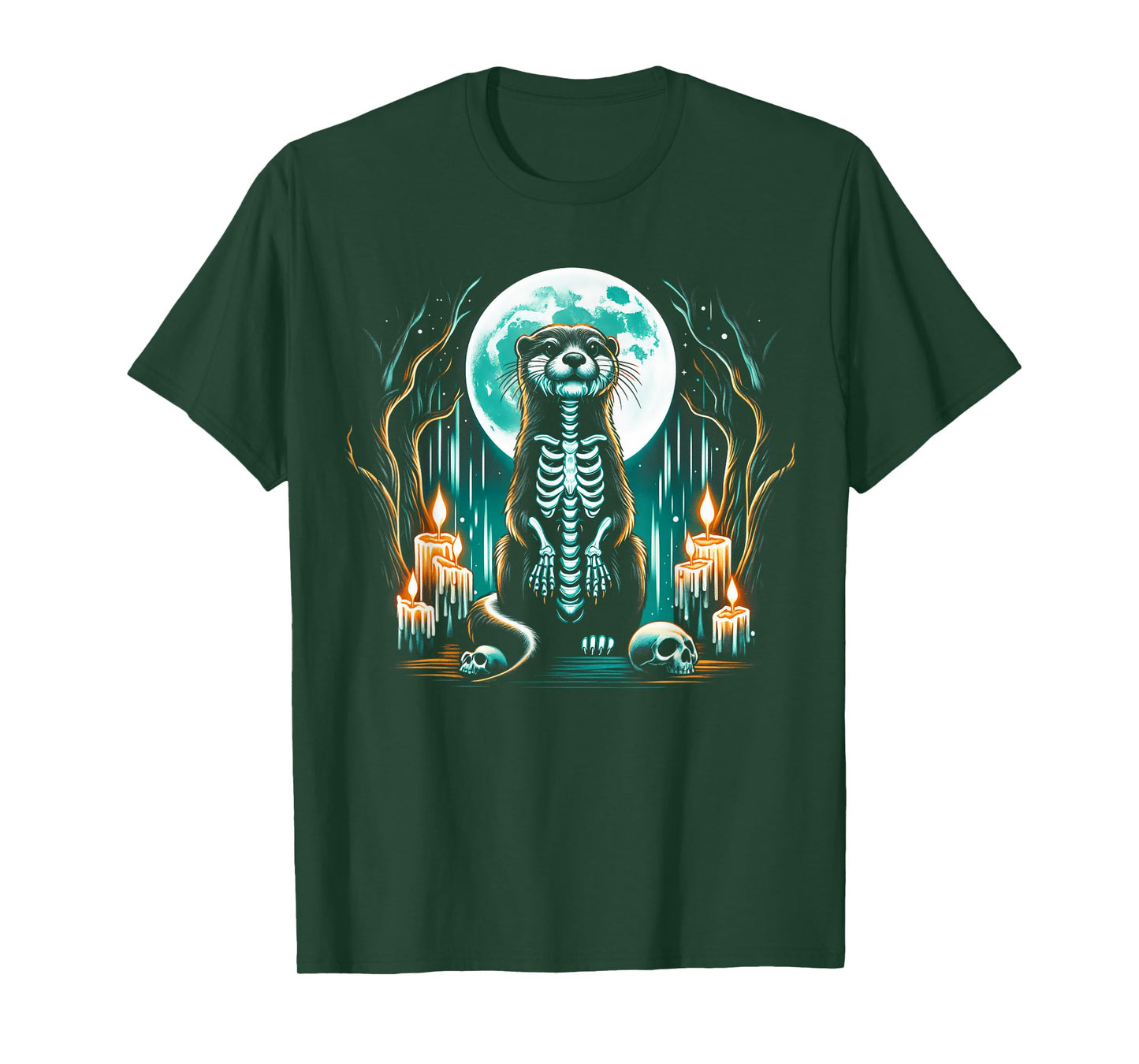 Cool Otter Skeleton Halloween Christmas Birthday T-Shirt