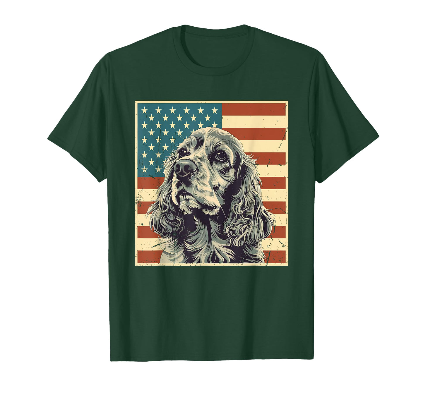 Cocker Spaniel Vintage American Flag Dog Lover 4th of July T-Shirt