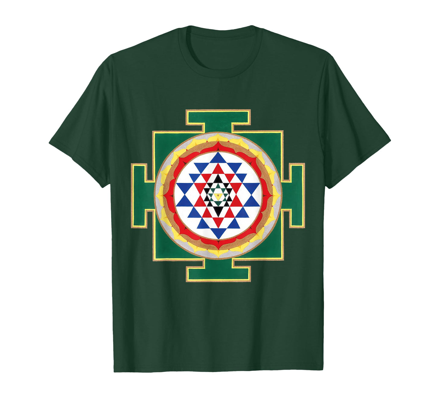 Trendzshops Positive Energy Sri Yantra T-Shirt - Unisex-Adult, Black, Small, Short Sleeve, Cotton, Polyester