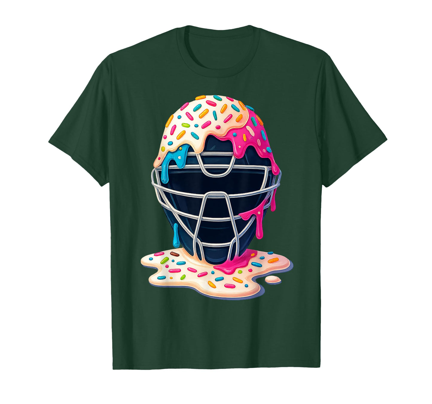 Baseball Catcher Mask Ice Cream Funny Gift Men Women Boy Kid T-Shirt