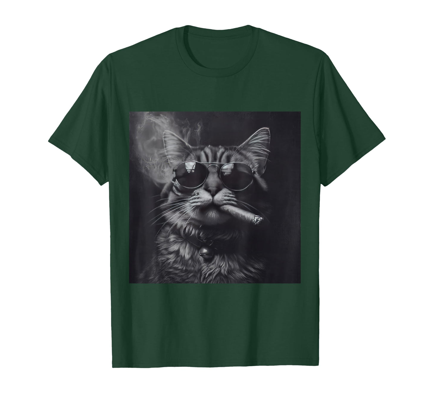 Smoking Cat Moody Noir Black And White Art Funny T-Shirt