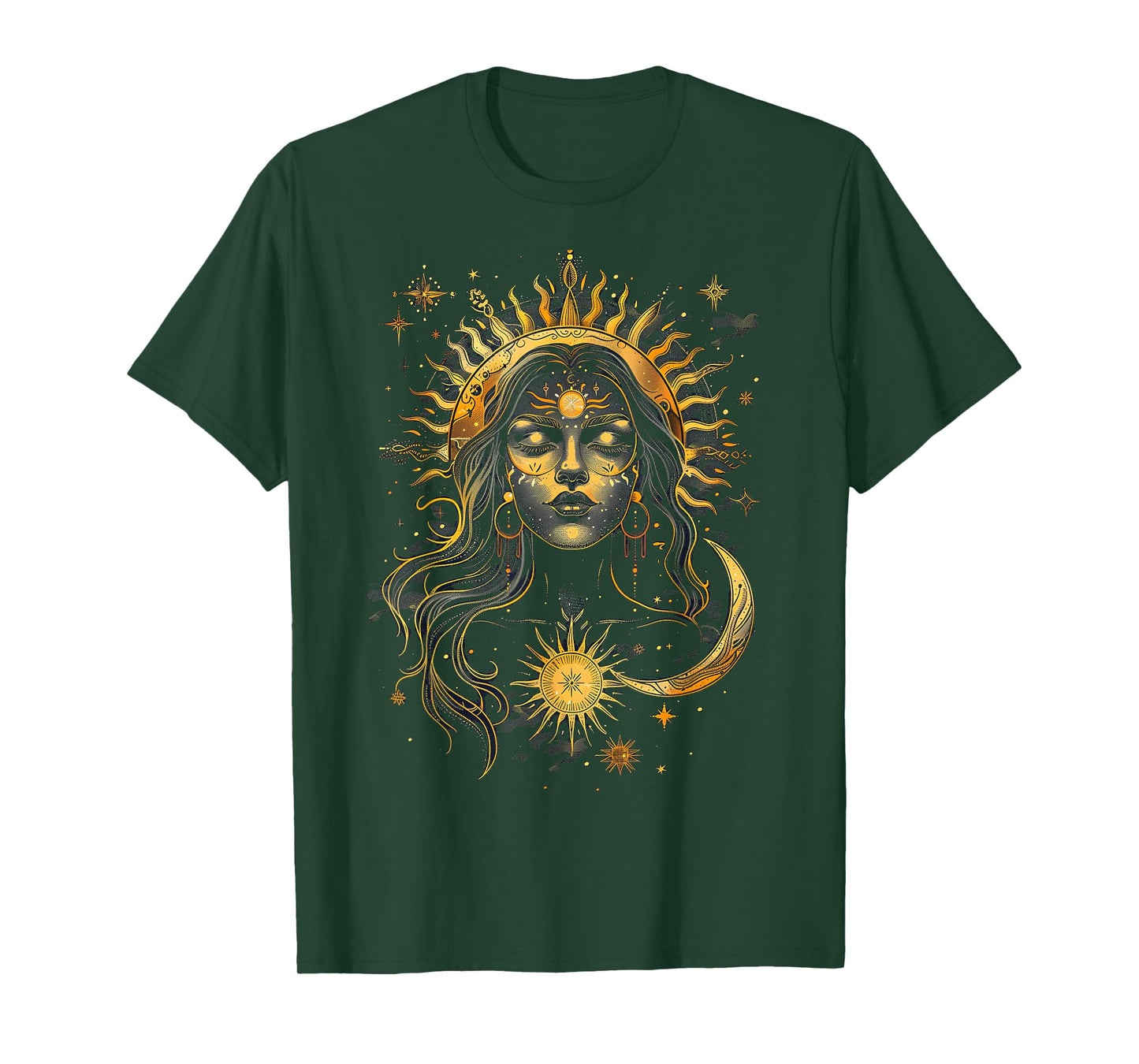 mystic sun and moon woman mystical flowers aesthetic T-Shirt