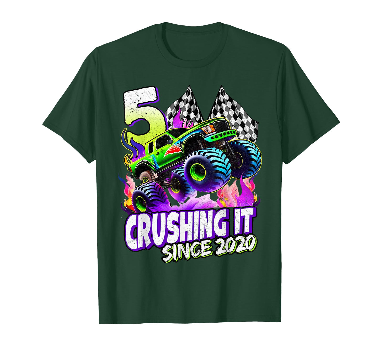 Birthday Boys Monster Truck 5 Year Old 5th Birthday Party T-Shirt