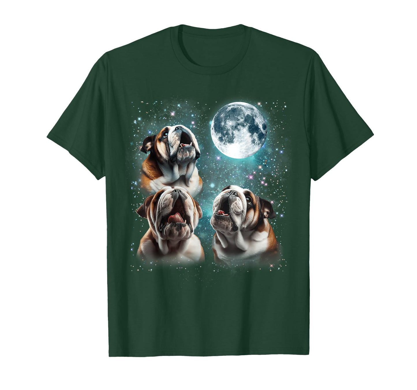 3 English Bulldog Moon Howling Funny Gifts For Men Women Kid T-Shirt
