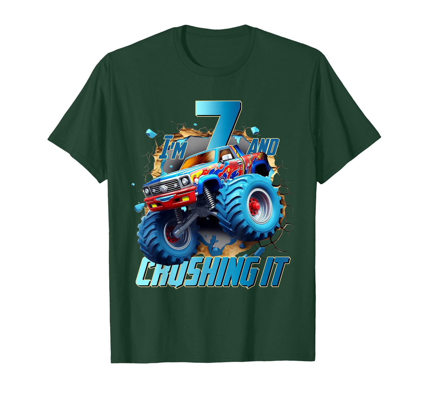 I'm Crushing it Monster Truck 7 Year Old Boys 7th Birthday T-Shirt