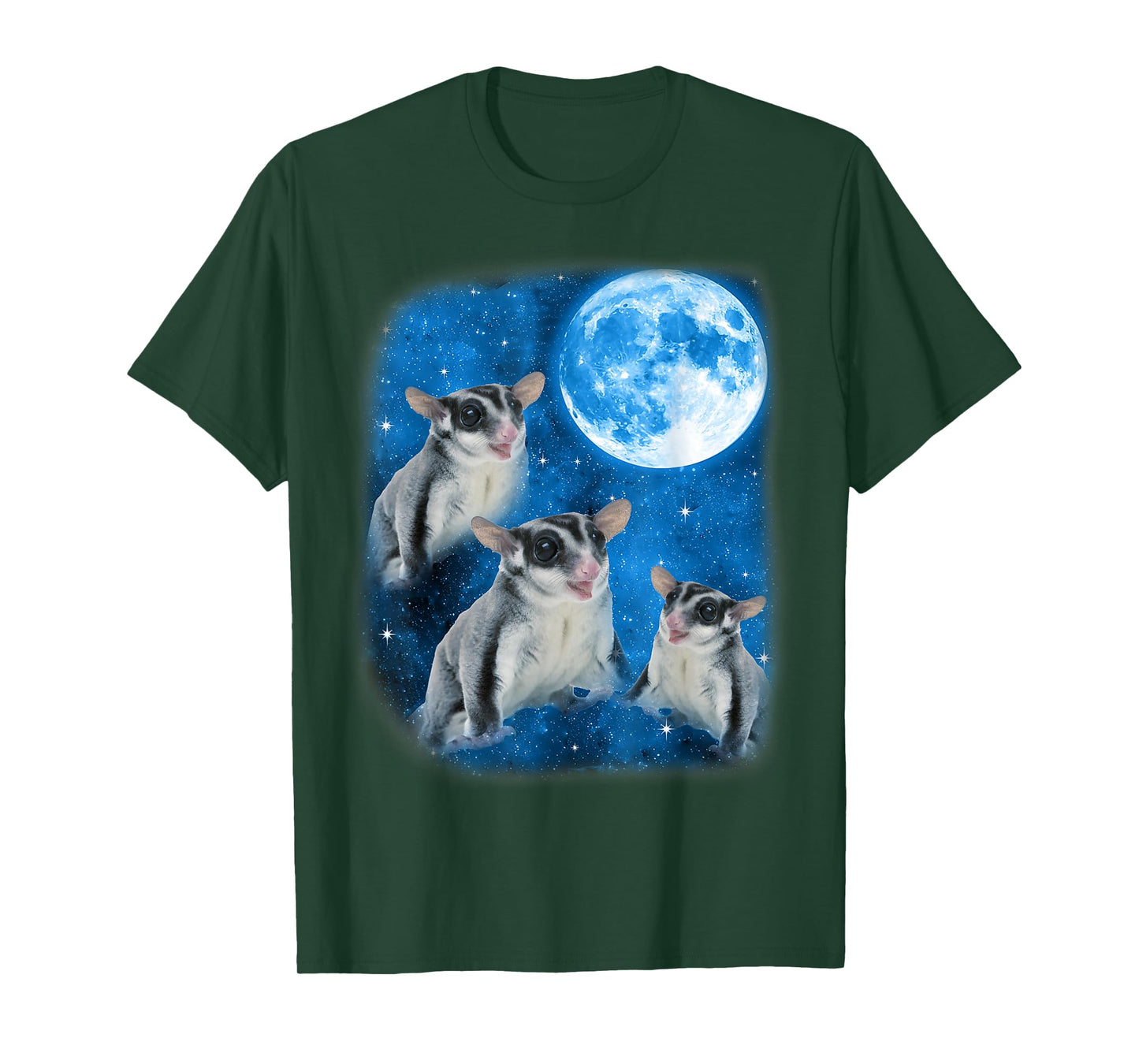 Sugar Glider Howling At The Space Full Moon Night Starry Sky T-Shirt