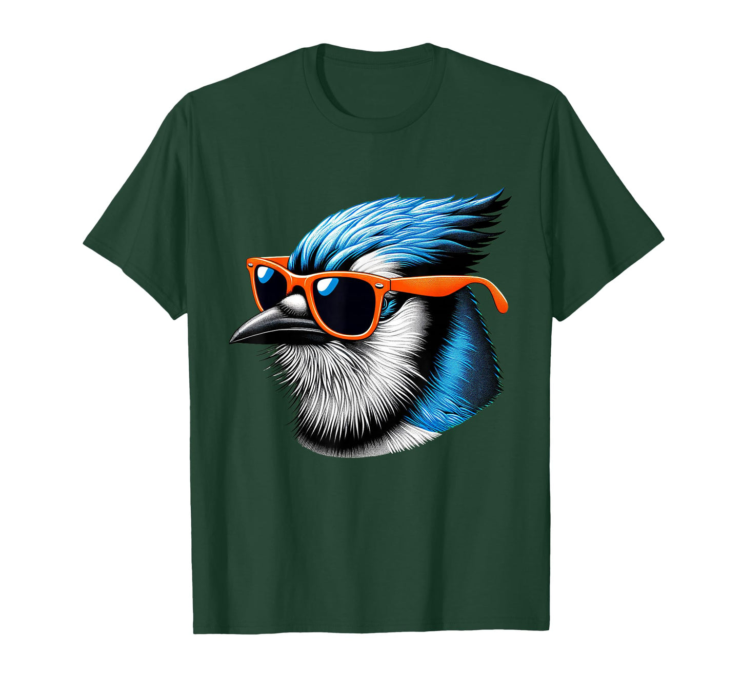 Cool Blue Jay Bird Wearing Sunglasses Graphic Art T-Shirt