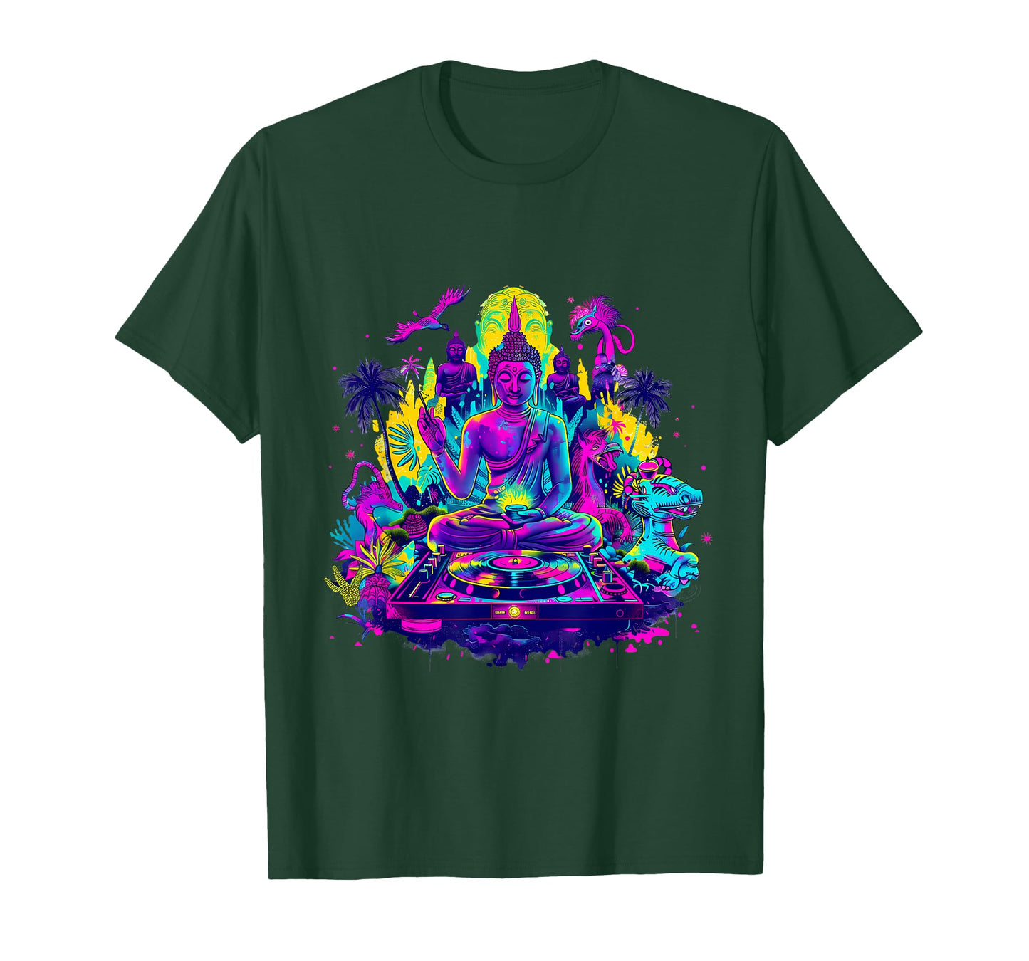 Buddha DJ Tropical Turntable DJ Buddha Dance Club Meditation T-Shirt