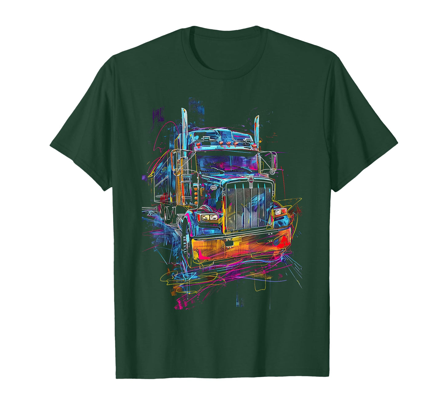 Trucker American Flag Big Rig Semi-Trailer Truck Driver T-Shirt