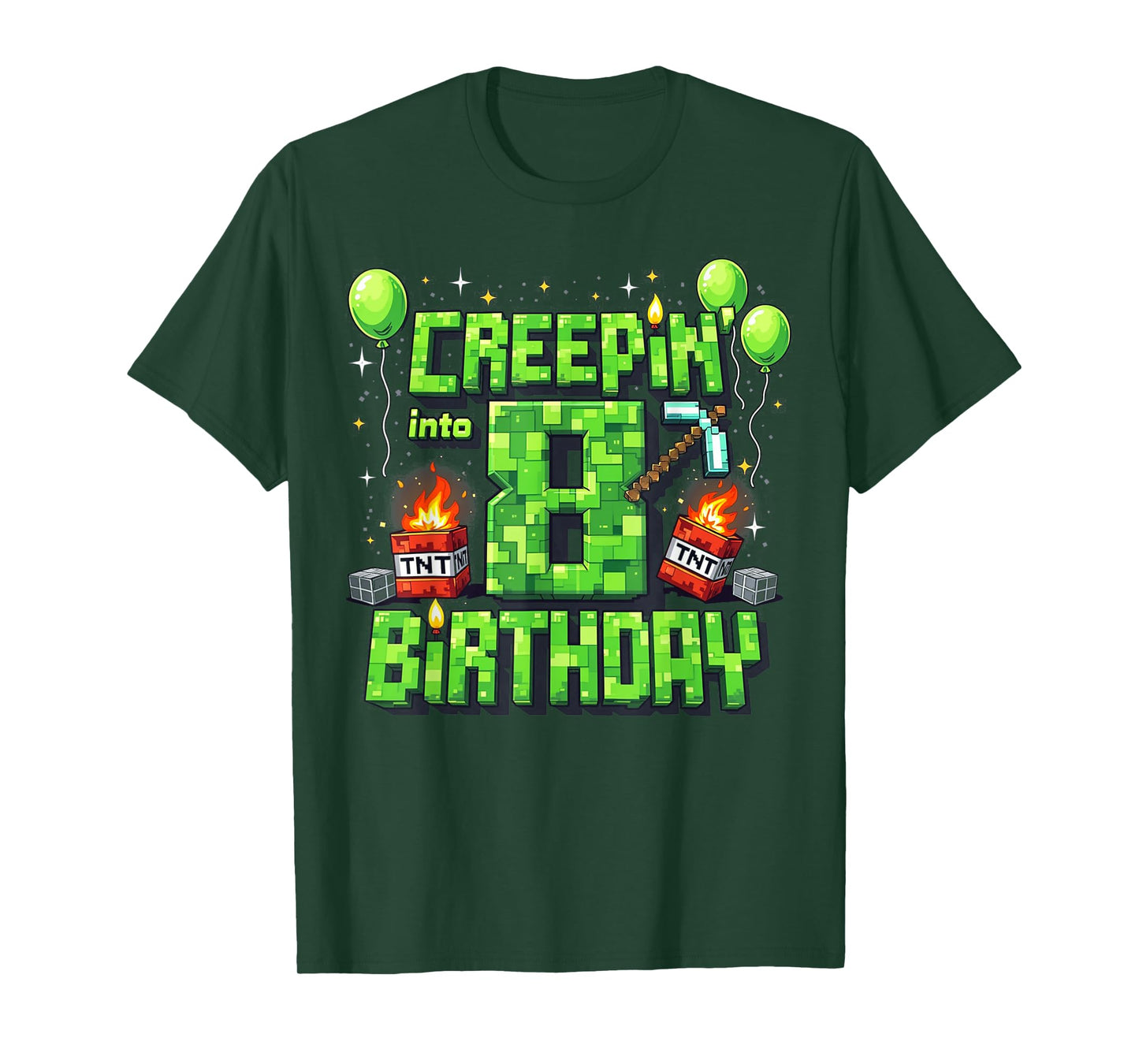 It's My 8th Birthday Boy Gamer Creepin’ Into 8 Gamer Pixel T-Shirt