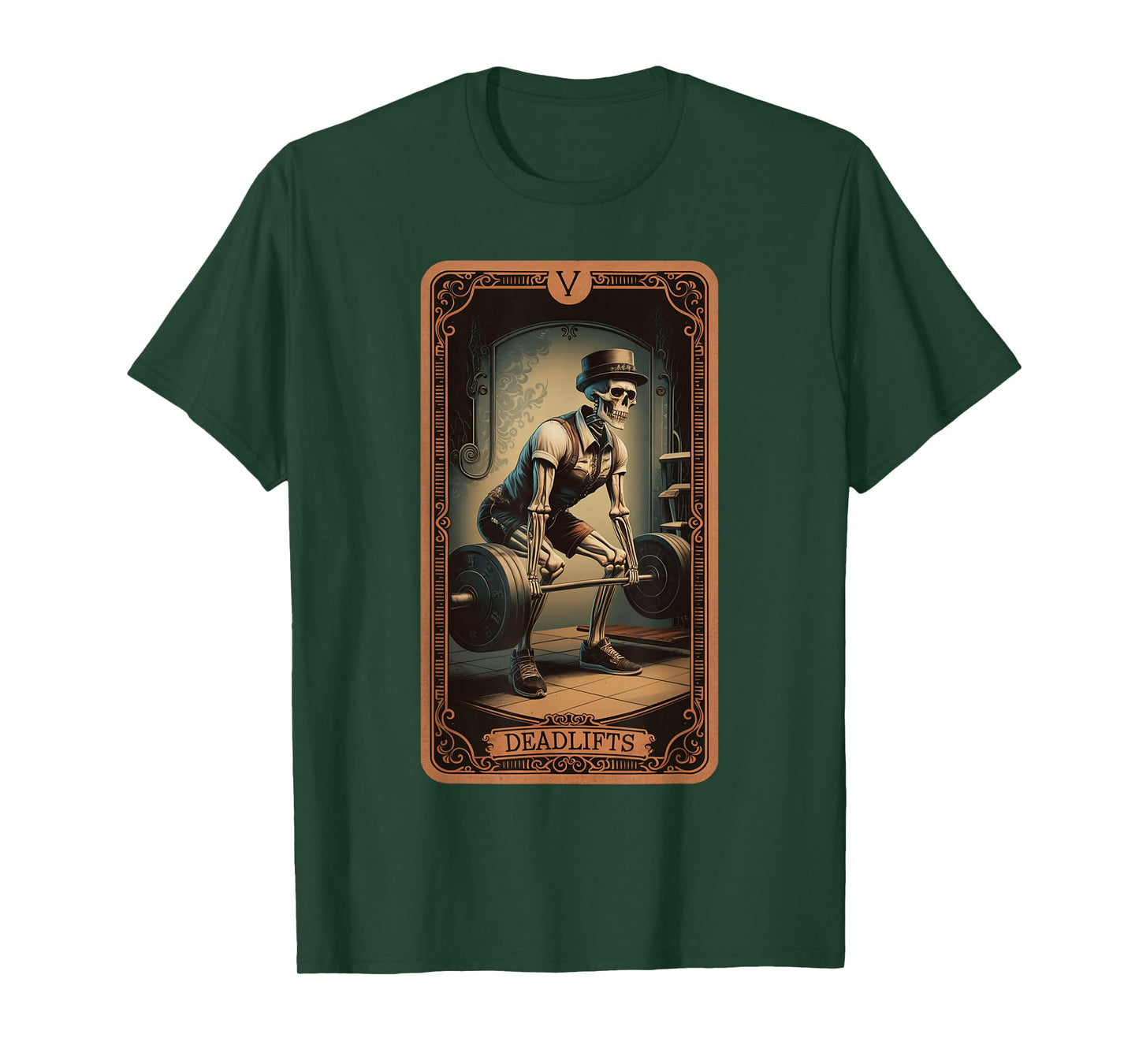 Tarot Card Skeleton Deadlifts Powerlifting Weightlifting Gym T-Shirt