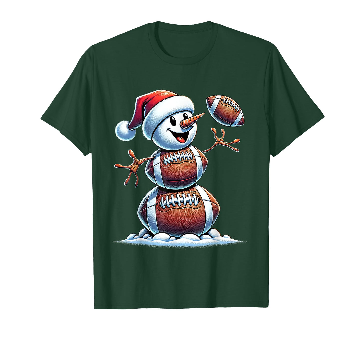 Football Snowman Christmas Cute American Football Kids Boys T-Shirt