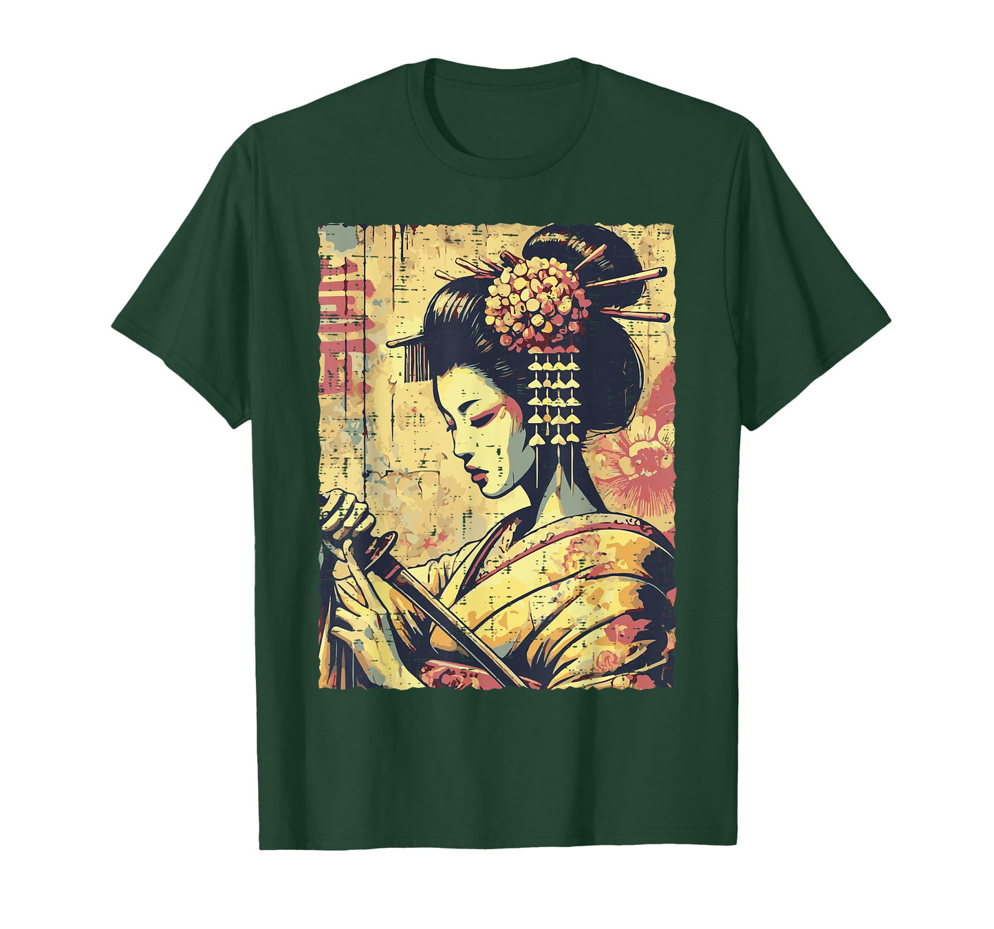 Japanese Hipster Geisha Katana Vintage Women Girls Kids Men T-Shirt