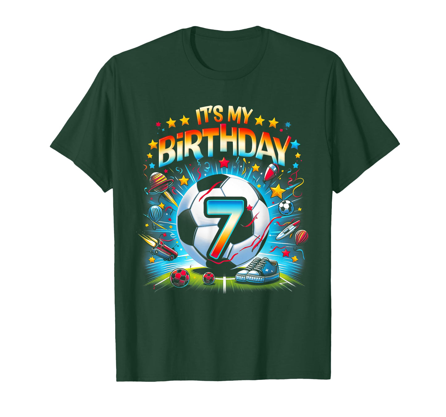 Kids It's My 7th Birthday Boys Soccer Football 7 Years Old T-Shirt