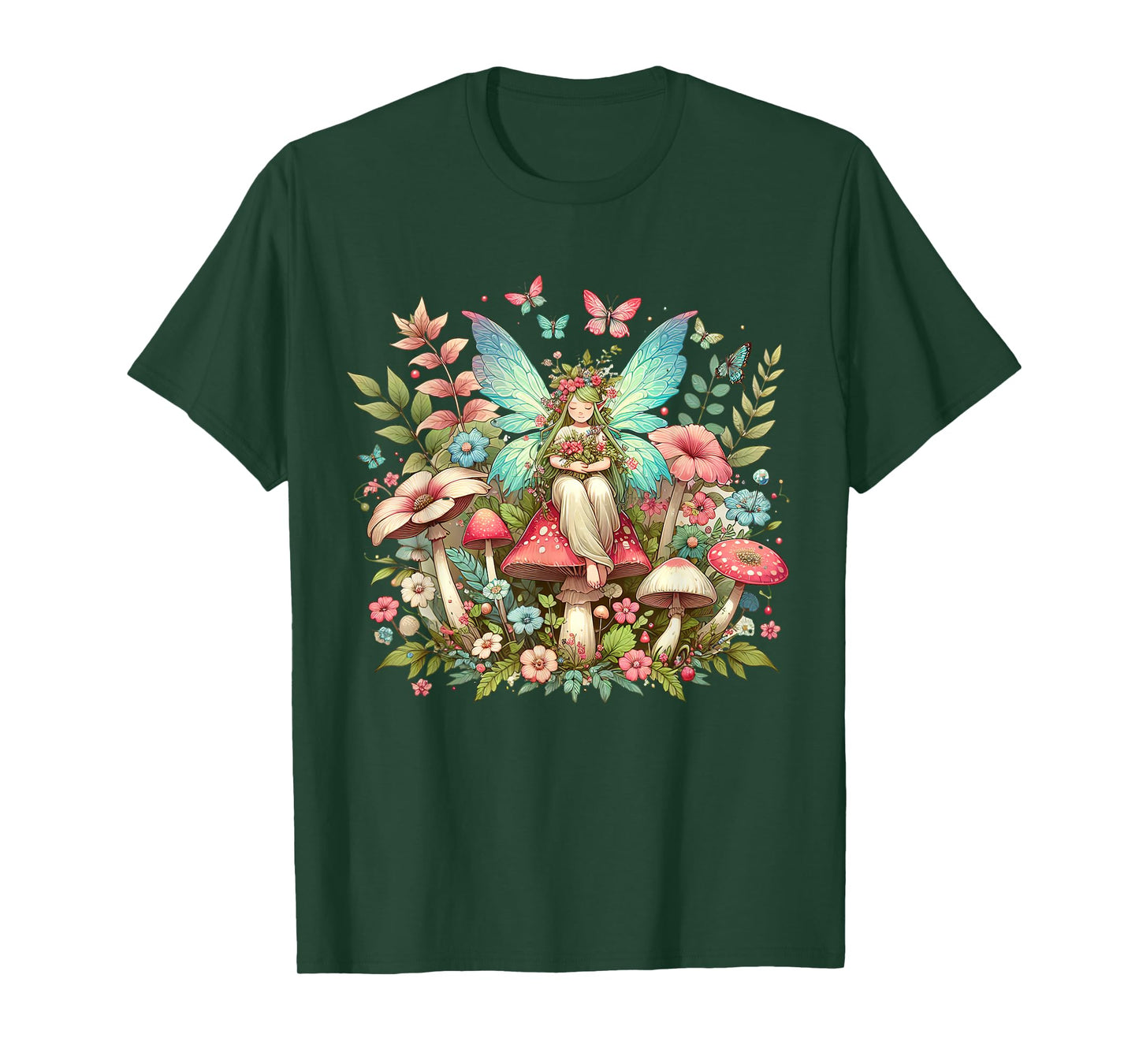 Enchanted Forest Fairy Fantasy Mystical Butterfly & Floral T-Shirt